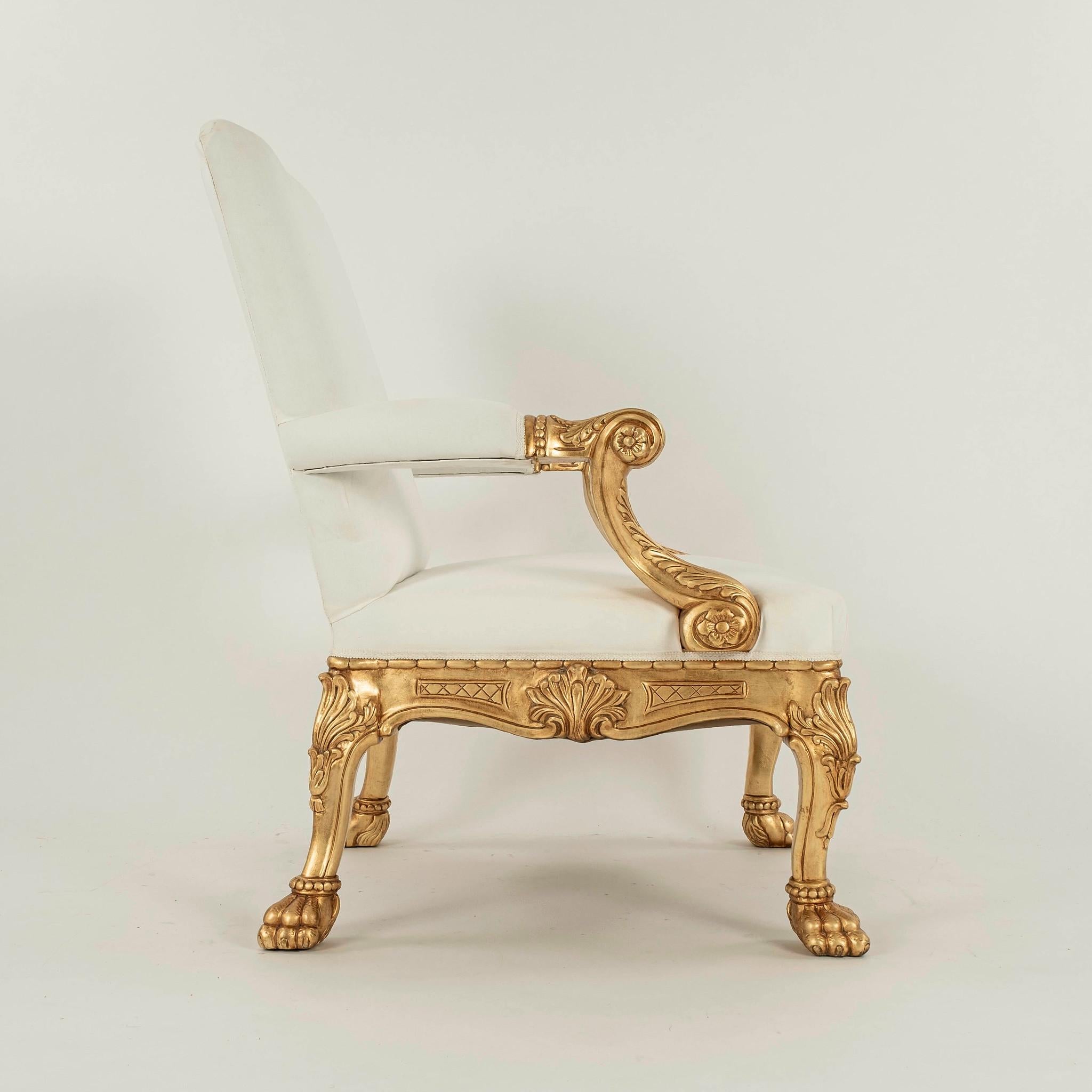 Sessel aus vergoldetem Holz im George-III-Stil COM im Zustand „Neu“ im Angebot in Houston, TX