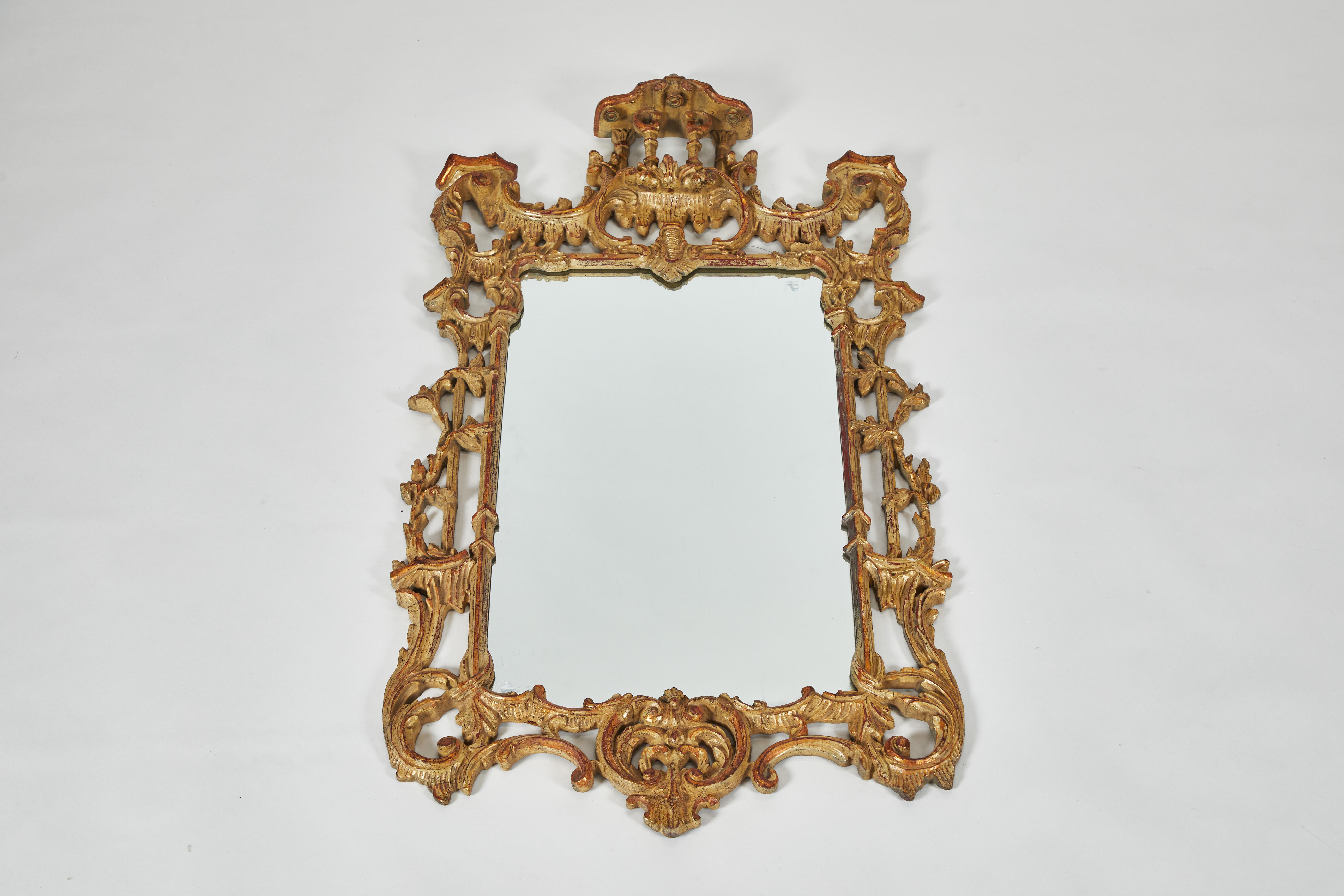 Rococo George III Style Giltwood Carved Hillwood Mirror, 20th Century For Sale
