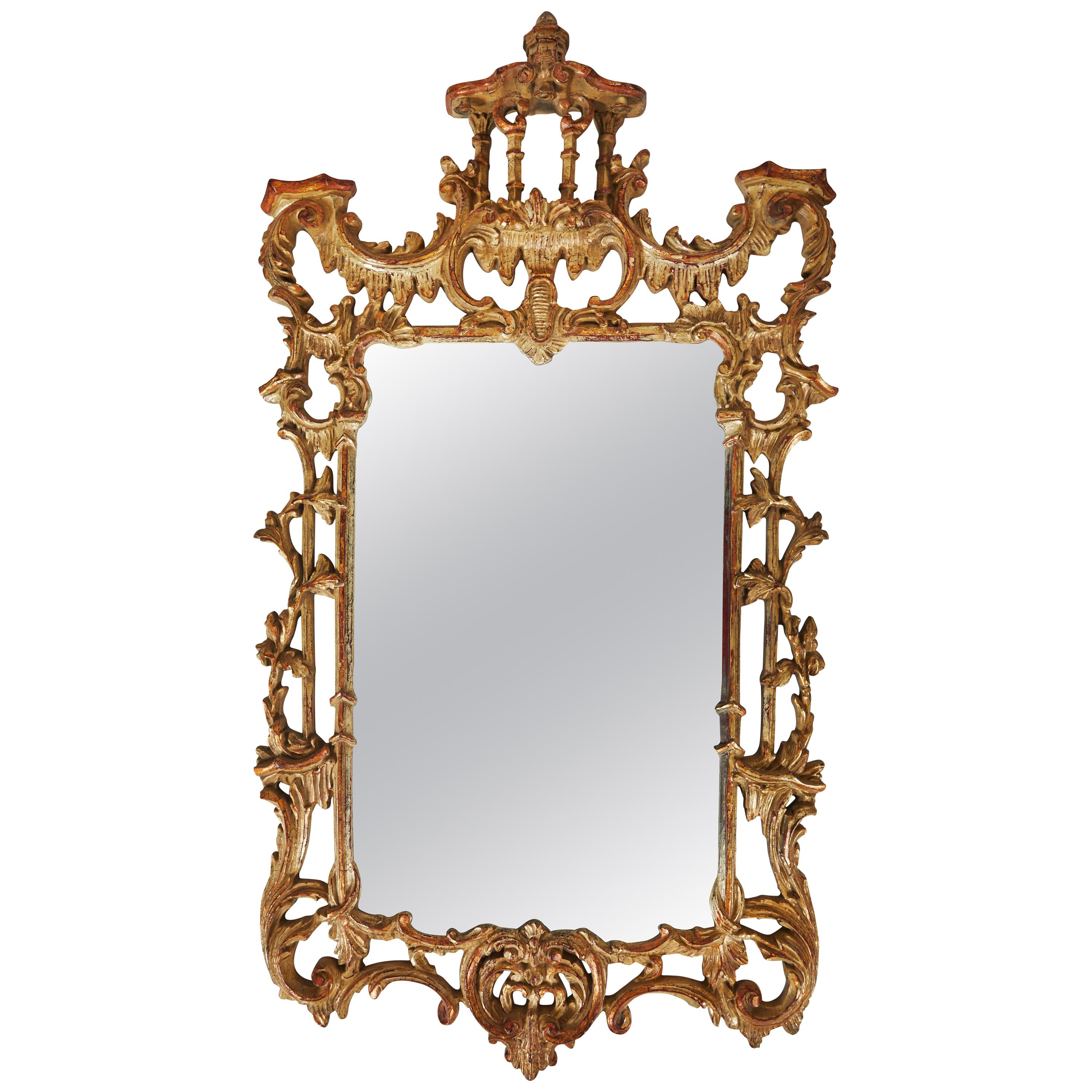 George III Style Giltwood Carved Hillwood Mirror, 20th Century For Sale