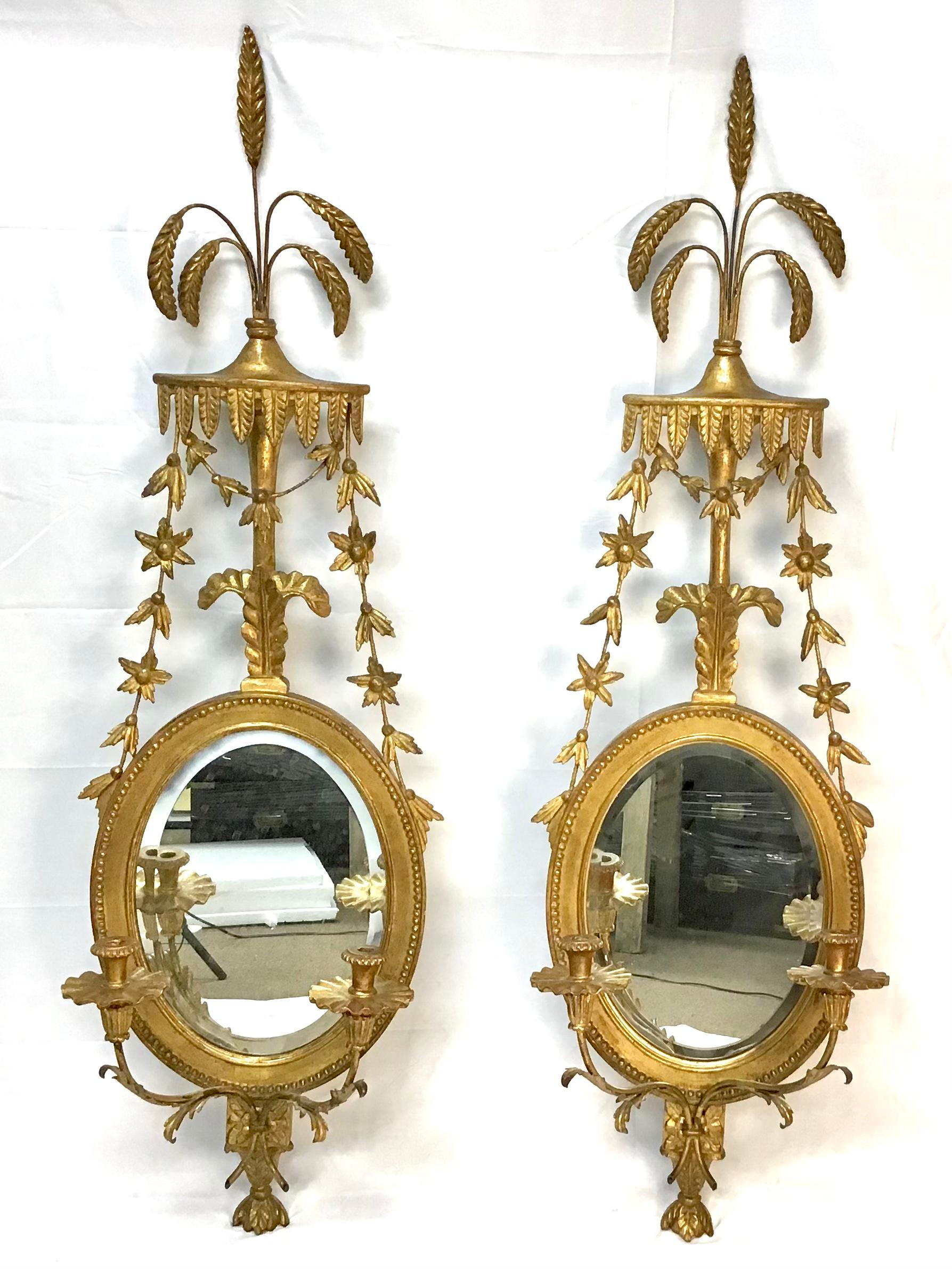 George III Style Giltwood Girandole Mirror, a Pair 5