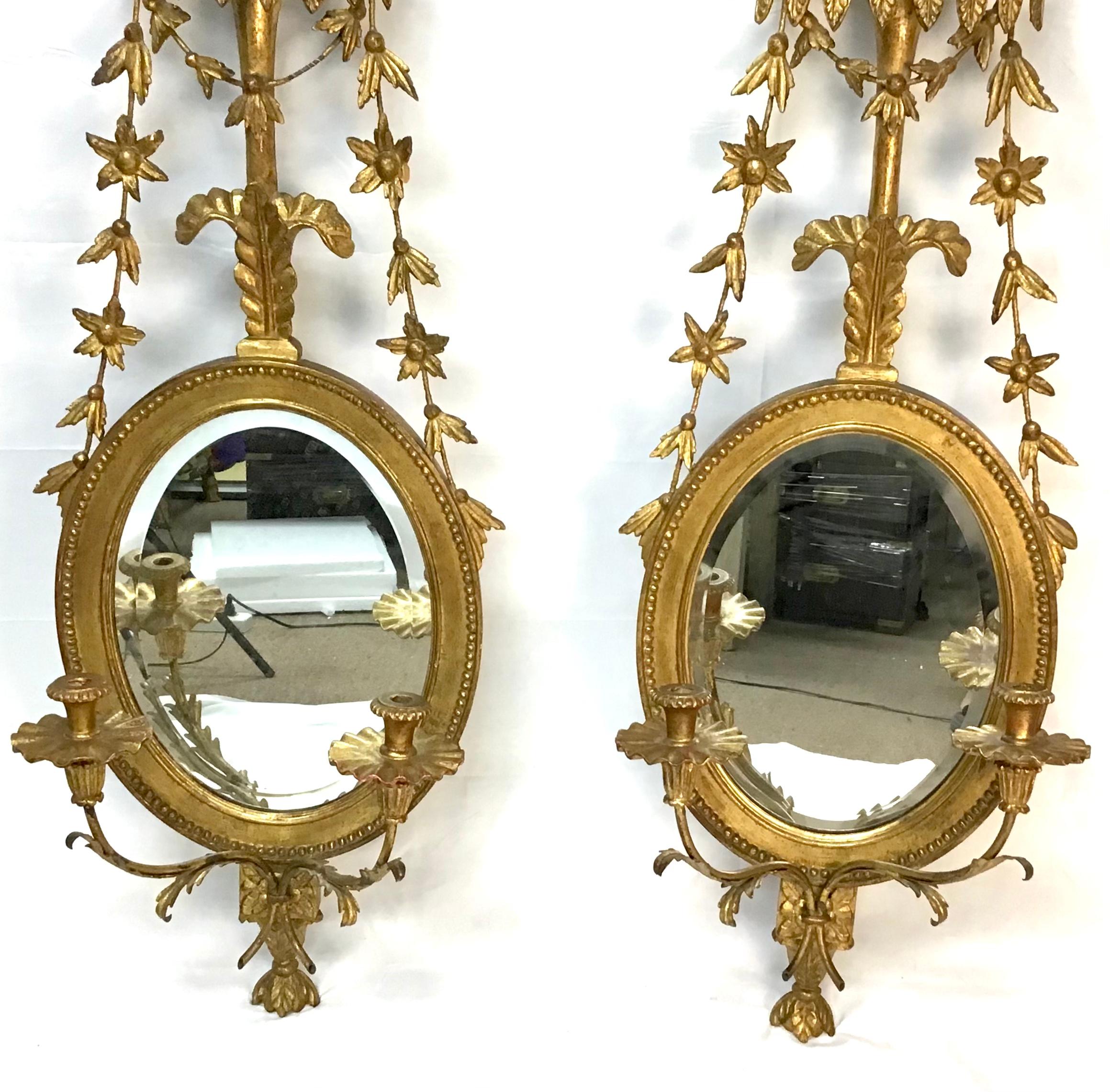 George III Style Giltwood Girandole Mirror, a Pair 1