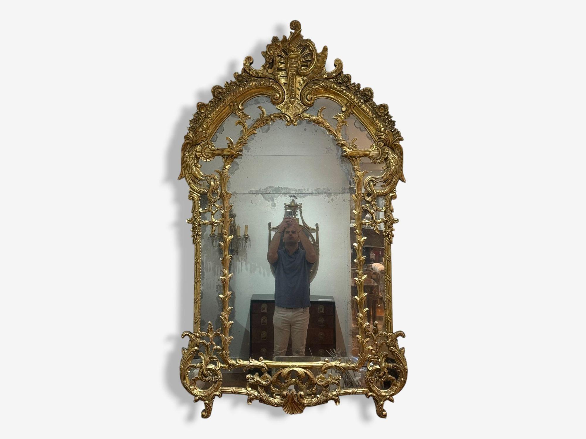 Mid-20th Century George III Style, Giltwood, Mirror, Monumental Wall Mirrors, England, 1950s For Sale