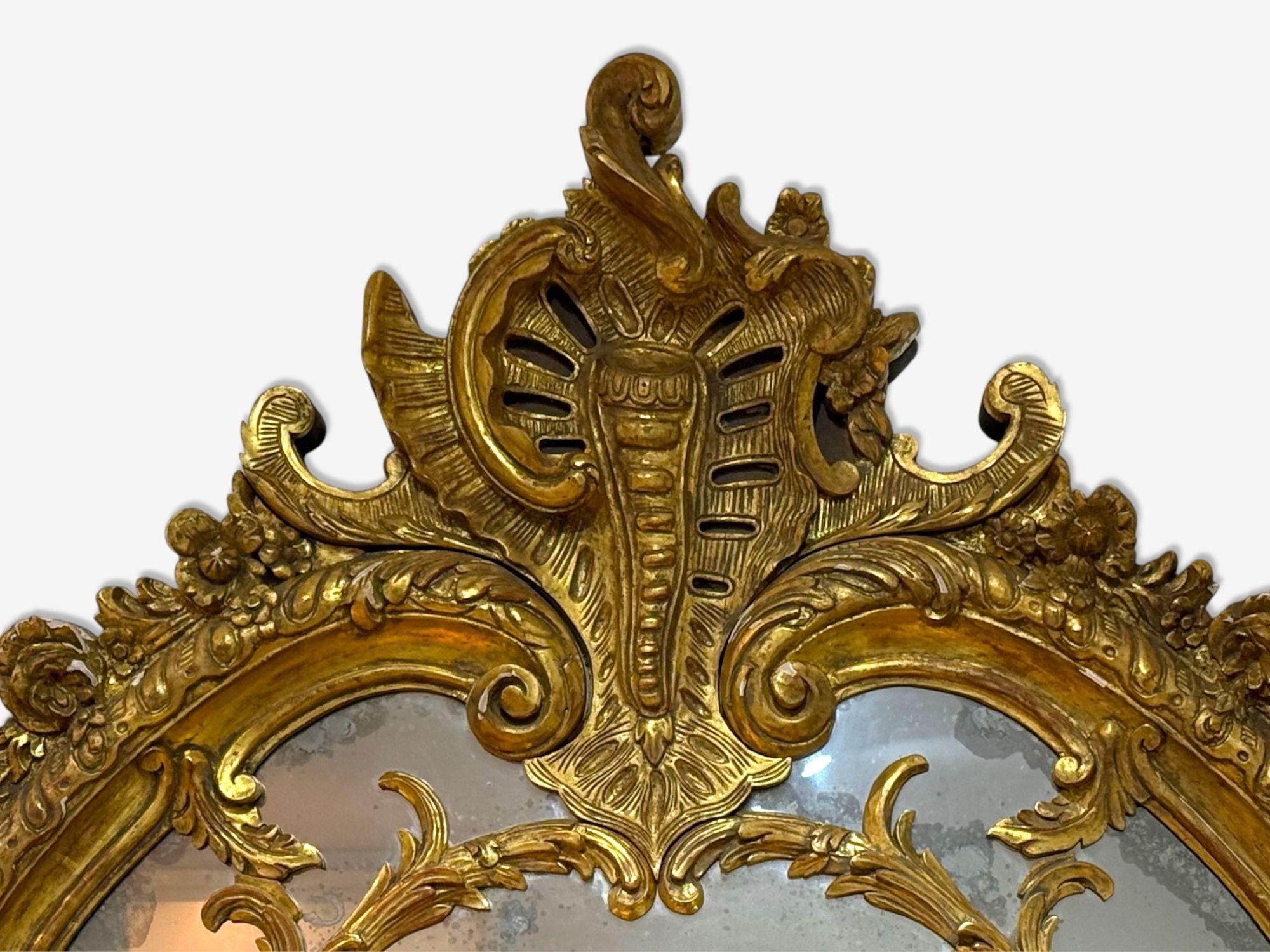 George III Style, Giltwood, Mirror, Monumental Wall Mirrors, England, 1950s For Sale 1