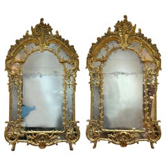 George III Style, Giltwood, Mirror, Monumental Wall Mirrors, England, 1950s