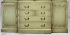 George III Style Green Painted Bookcase Secretary