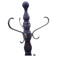 George III Style Hand-Carved Mahogany Coat Rack with Tripod Paw Feet