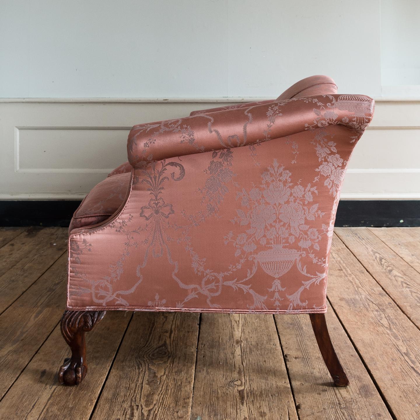 Damask George III Style Humpback Sofa