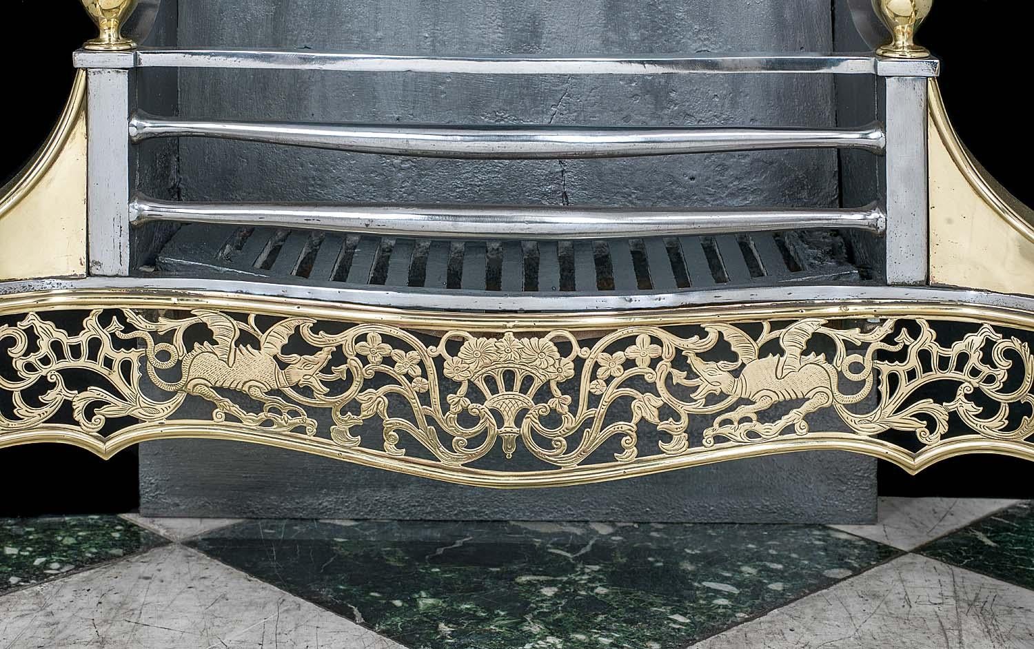 English  George III Style Iron and Brass Fire Grate