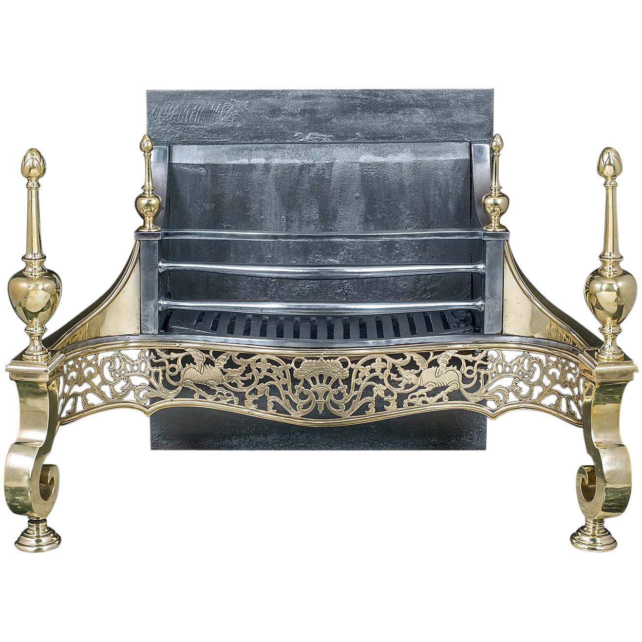  George III Style Iron and Brass Fire Grate