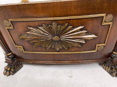 English Regency Style Mahogany Cellarette with Brass Sunburst Mount and Paw Feet