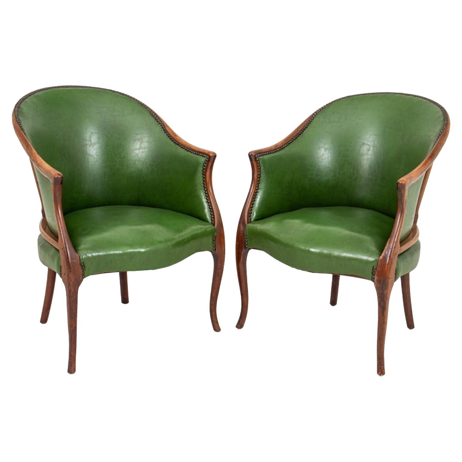 George III Style Leather Upholstered Games Chairs