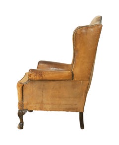 George III Style Leather Wing Armchair, Victorian