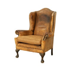 George III Style Leather Wing Armchair, Victorian