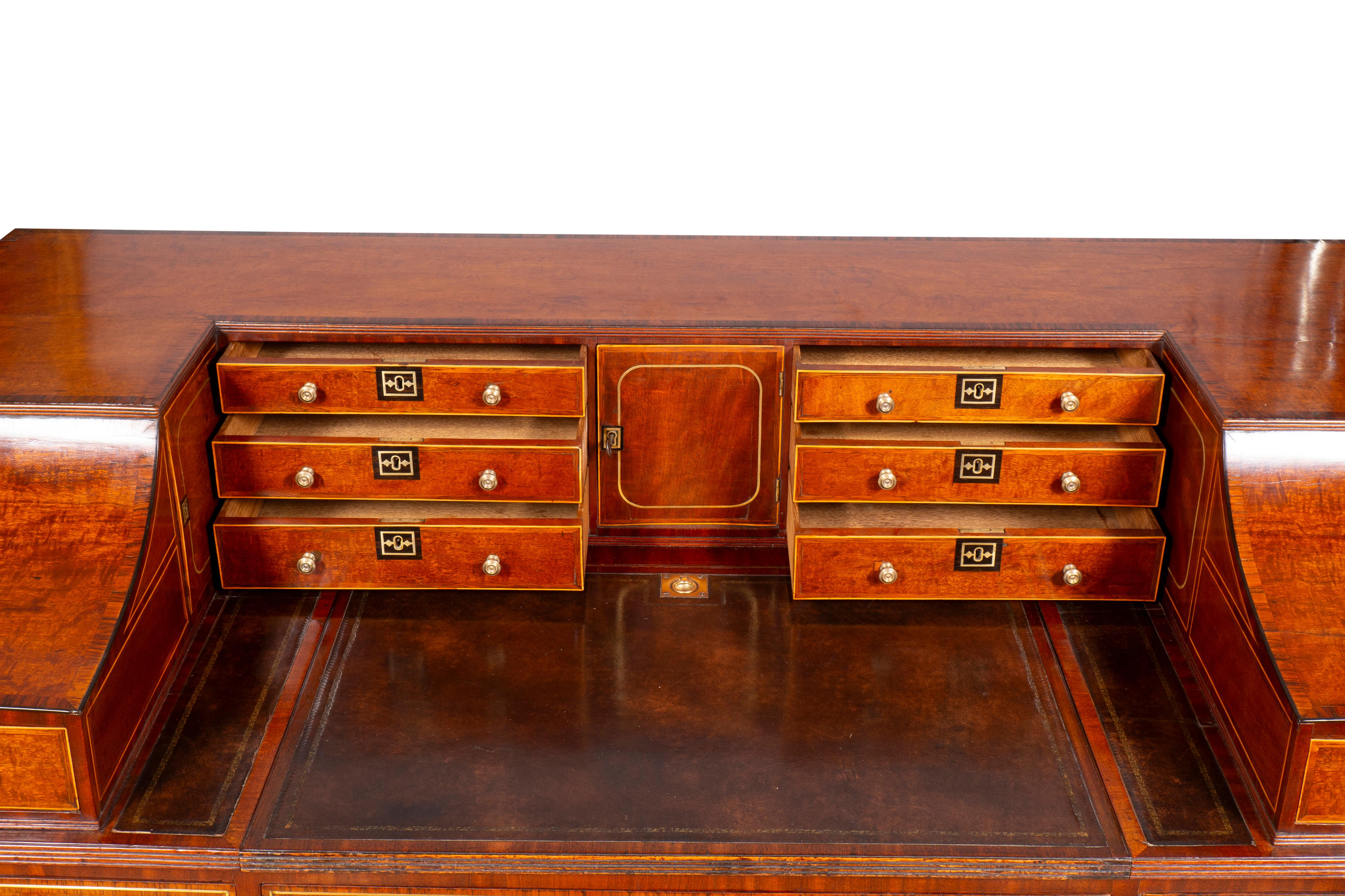 George III Style Mahogany And Brass Inlaid Carleton House Desk For Sale 5