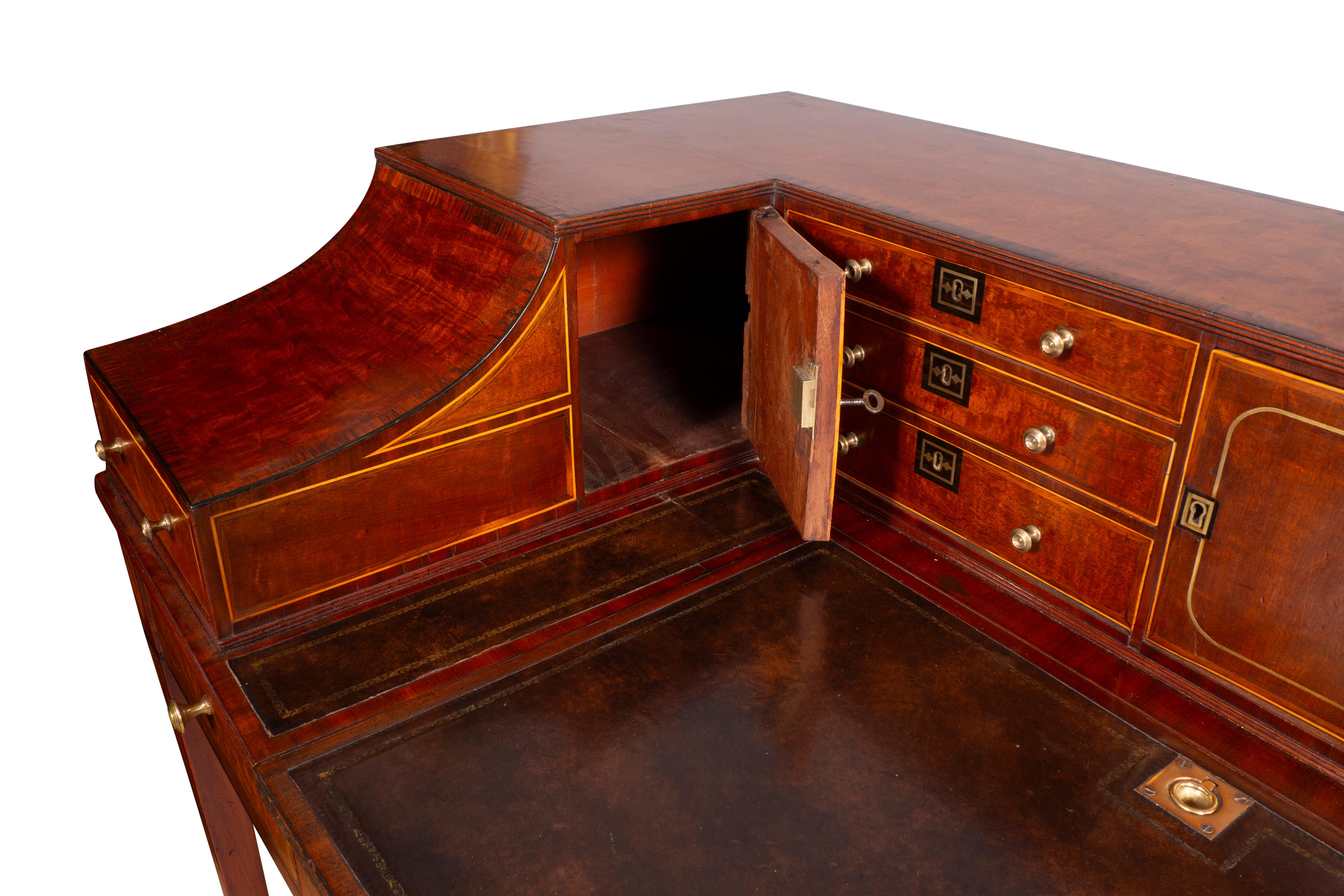 George III Style Mahogany And Brass Inlaid Carleton House Desk For Sale 7