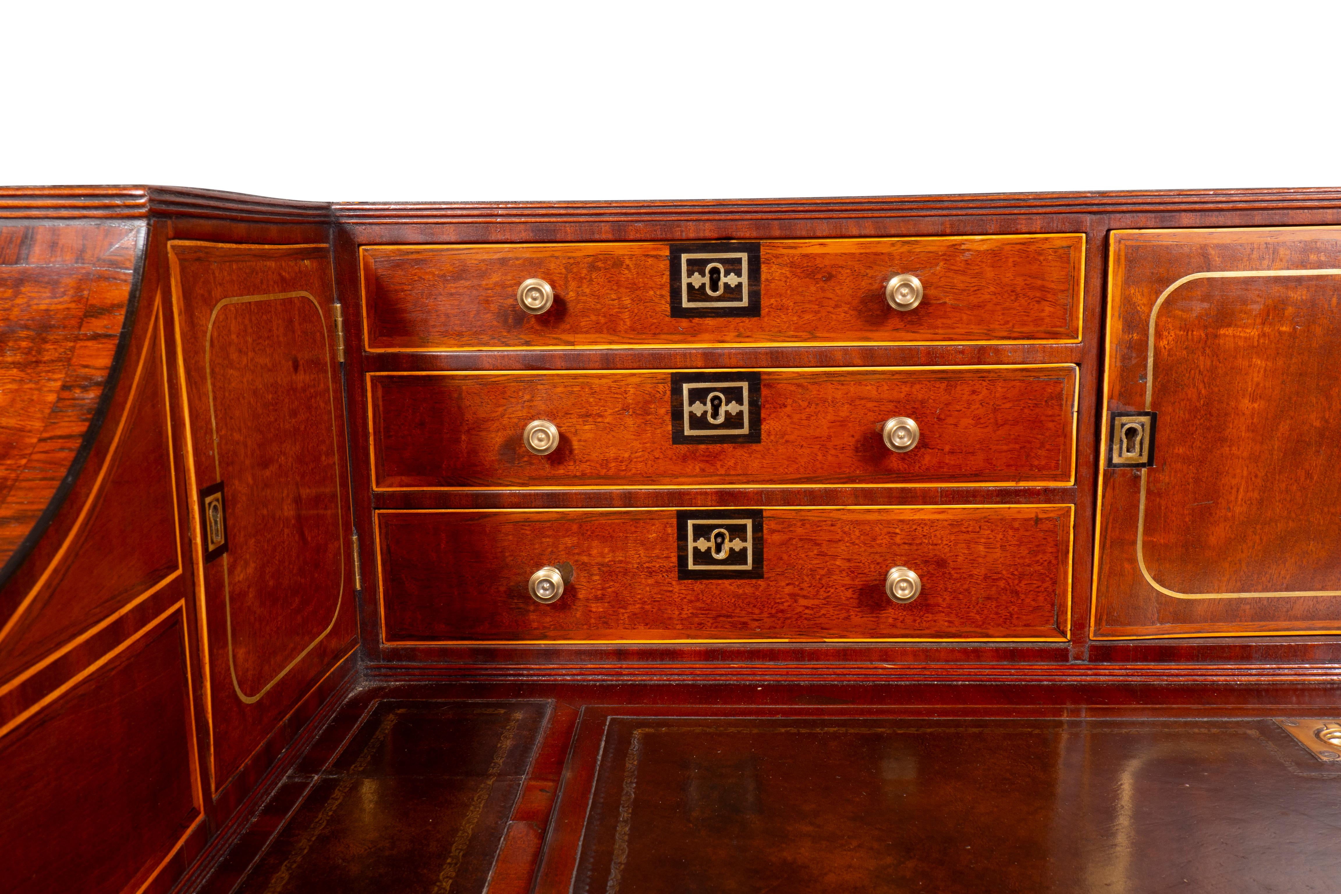 George III Style Mahogany And Brass Inlaid Carleton House Desk For Sale 10