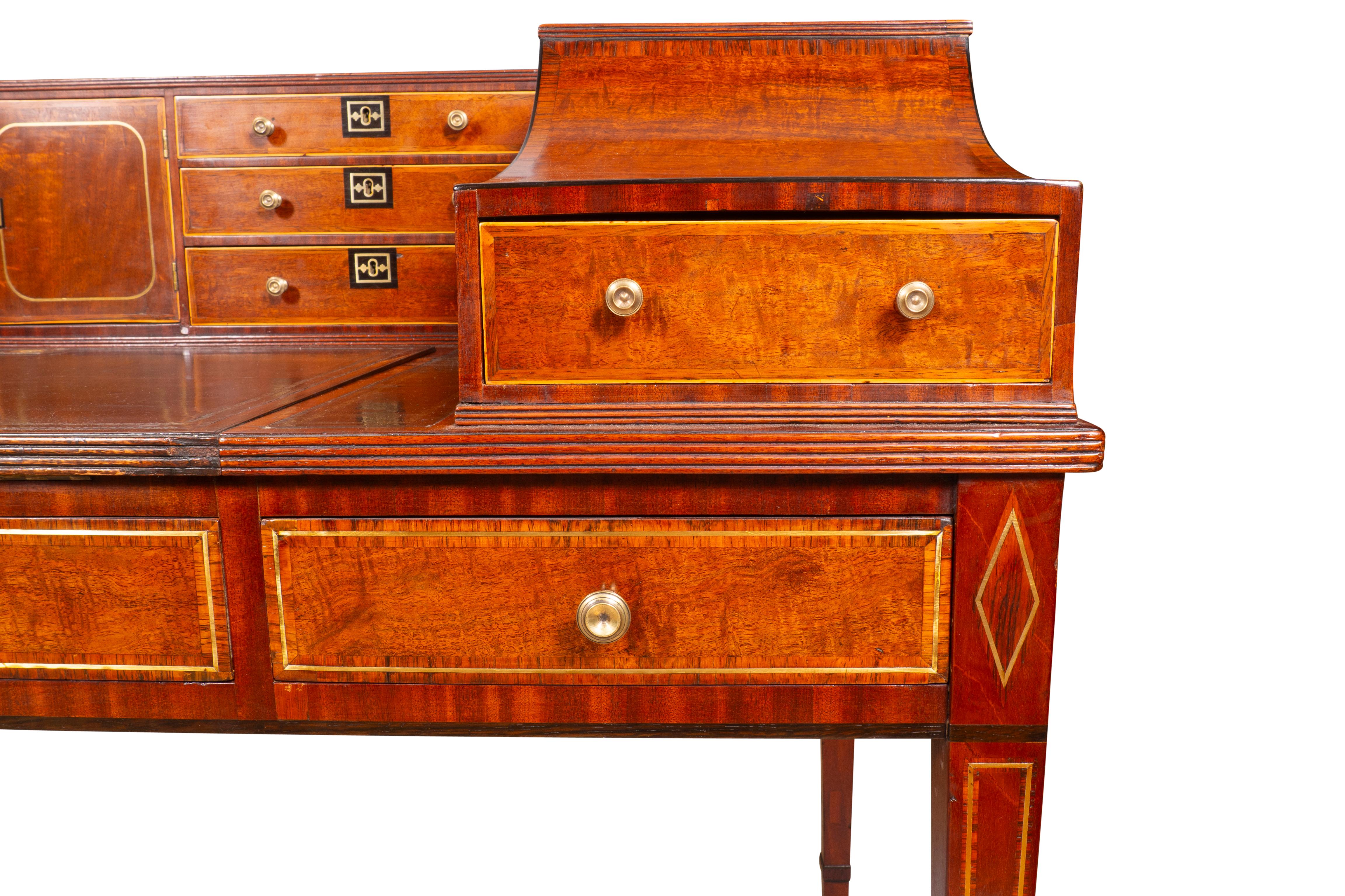 George III Style Mahogany And Brass Inlaid Carleton House Desk For Sale 11