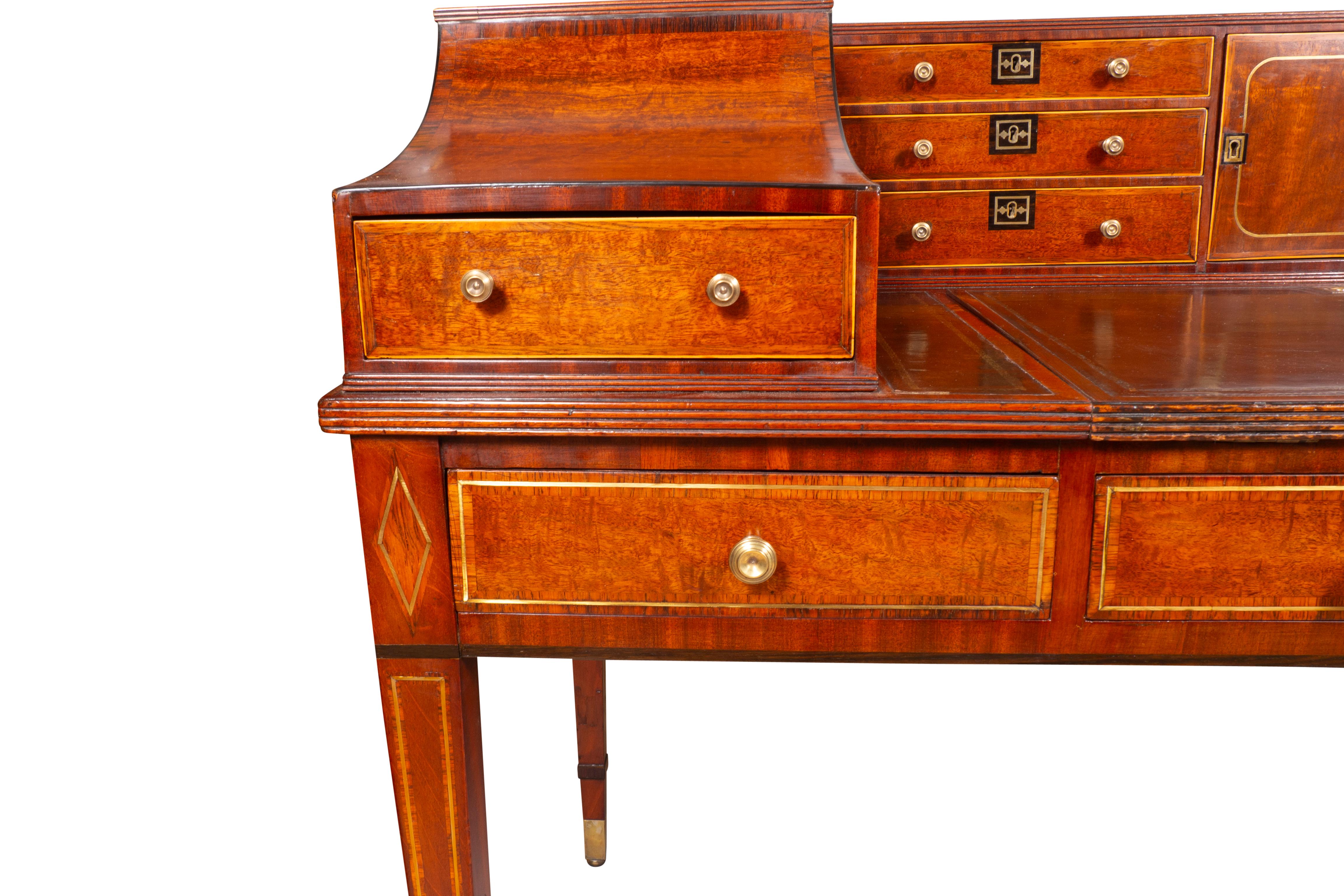 George III Style Mahogany And Brass Inlaid Carleton House Desk For Sale 12