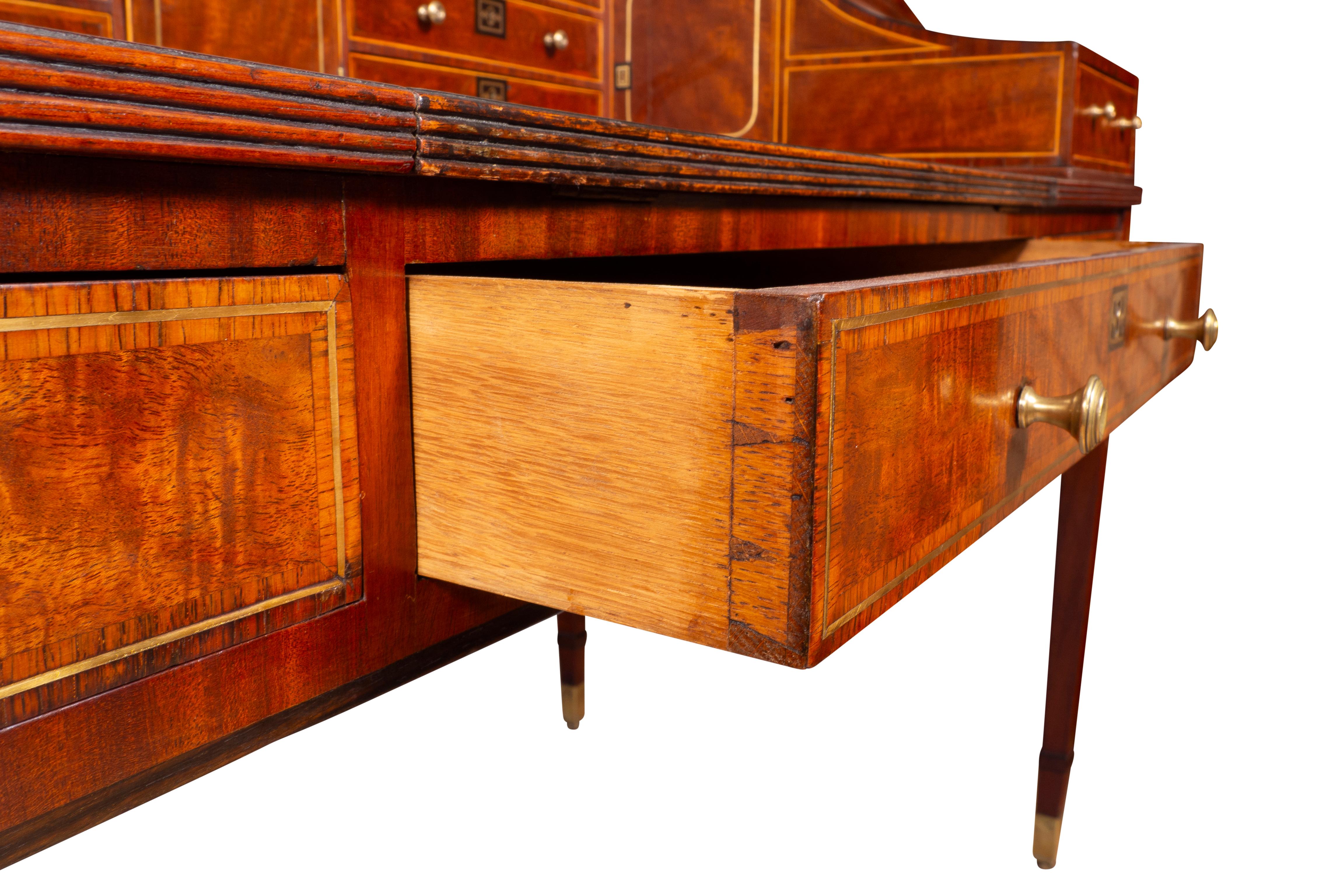 George III Style Mahogany And Brass Inlaid Carleton House Desk For Sale 13