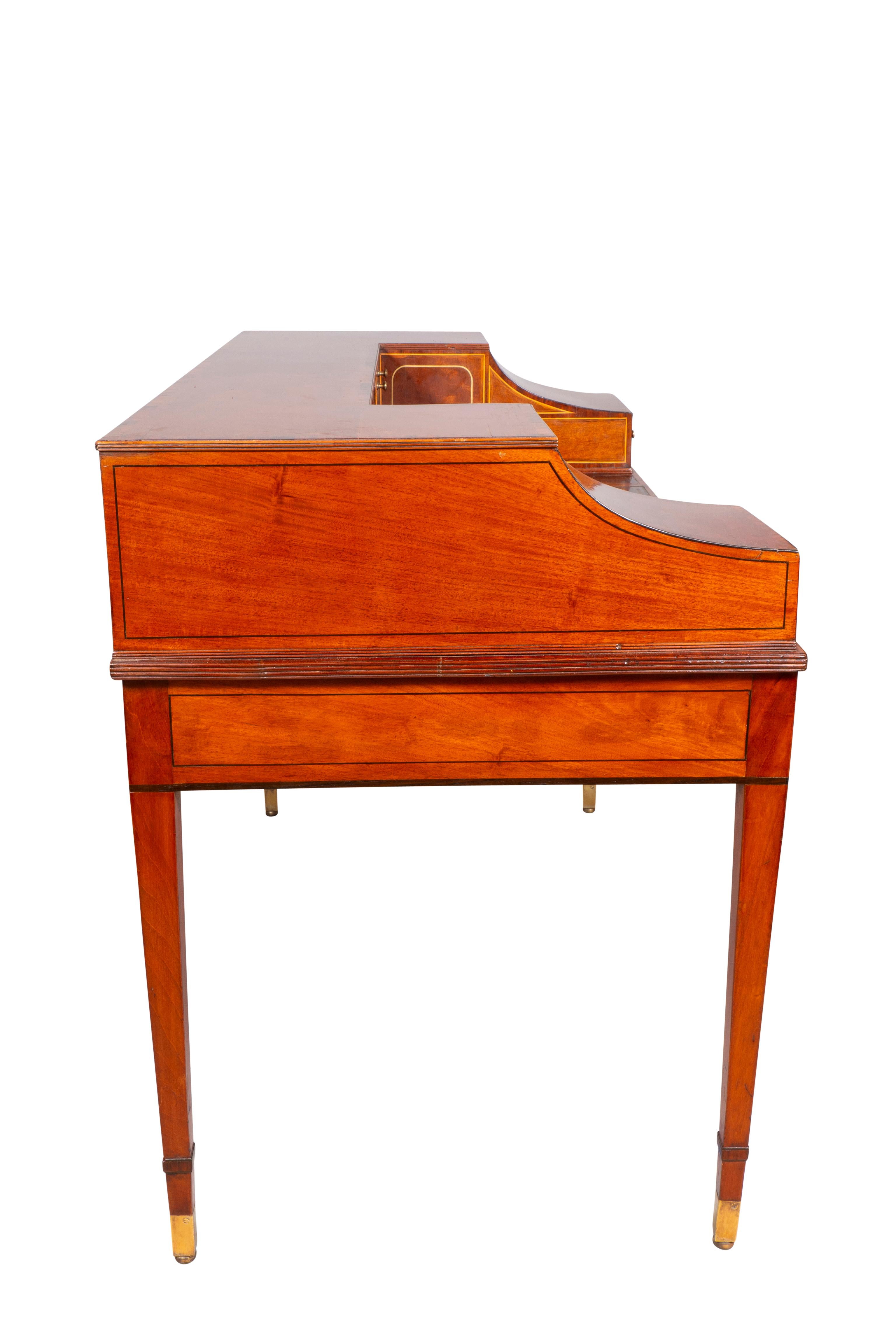 George III Style Mahogany And Brass Inlaid Carleton House Desk For Sale 2