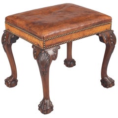 Antique George III Style Mahogany and Leather Stool