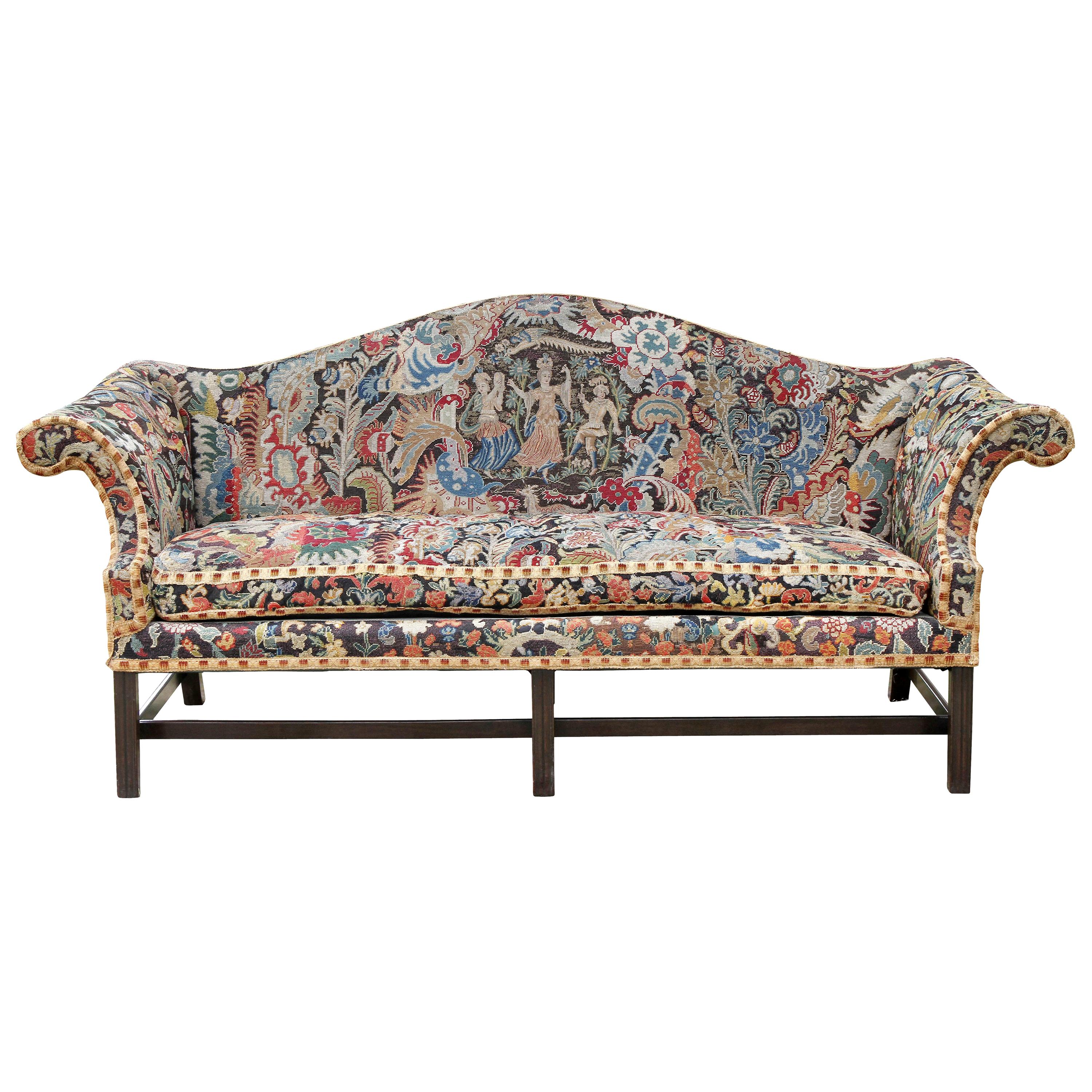 George III Style Mahogany and Needlepoint Sofa