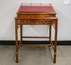 George III Style Mahogany and Tooled Leather Inset Architect Desk or Lectern