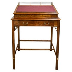 George III Style Mahogany and Tooled Leather Inset Architect Desk or Lectern