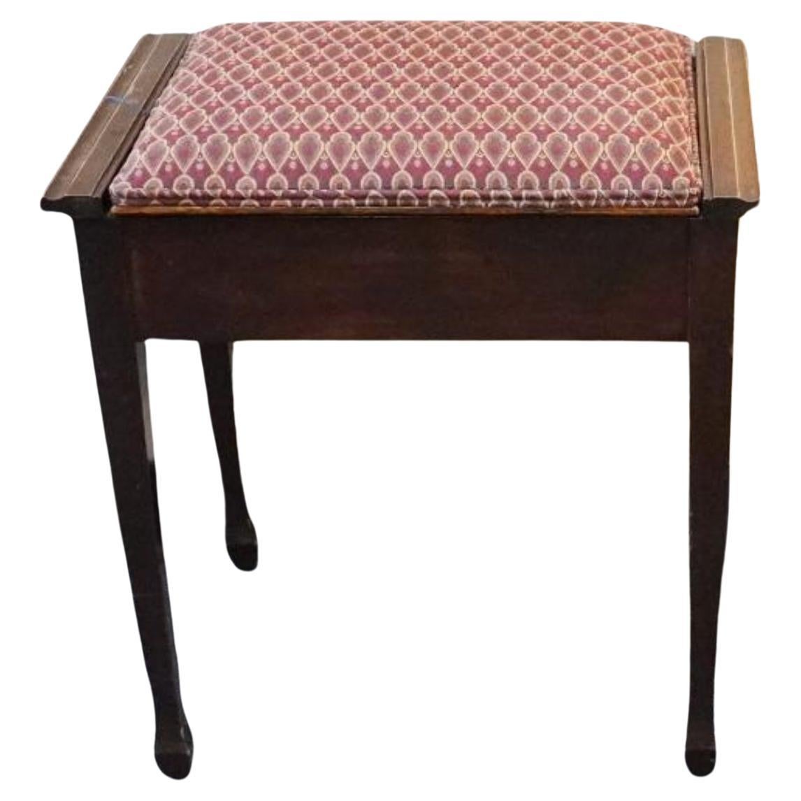 George III Style Mahogany and Upholstered Hinged-Top Stool / Piano Bench 2