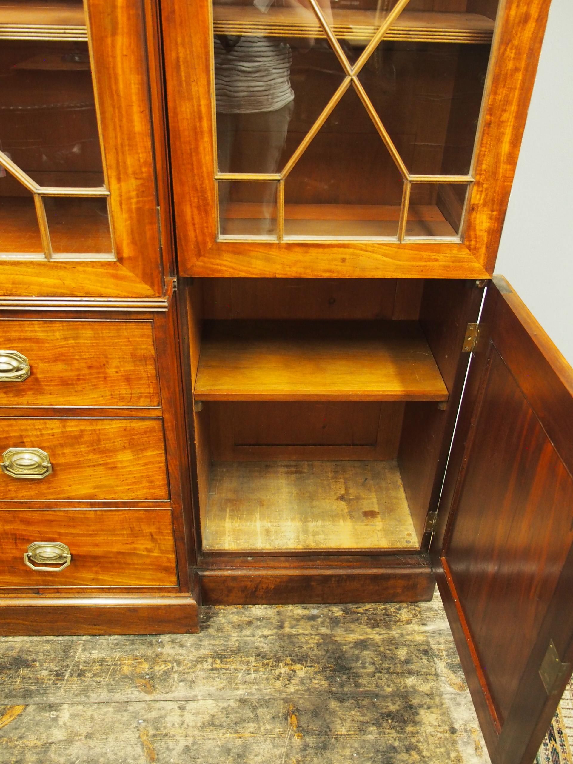 George III Style Mahogany Breakfront Bookcase For Sale 7