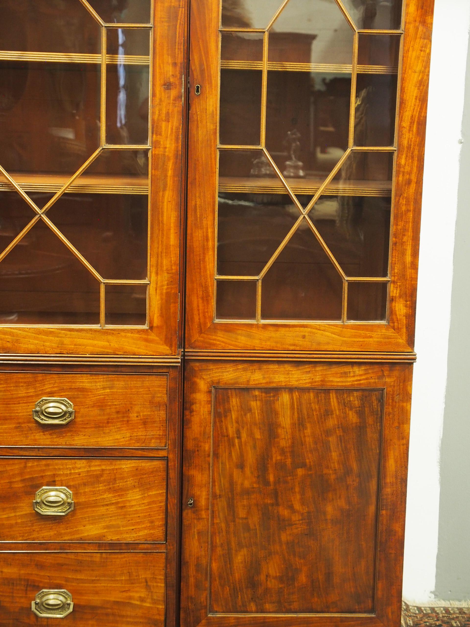 19th Century George III Style Mahogany Breakfront Bookcase For Sale
