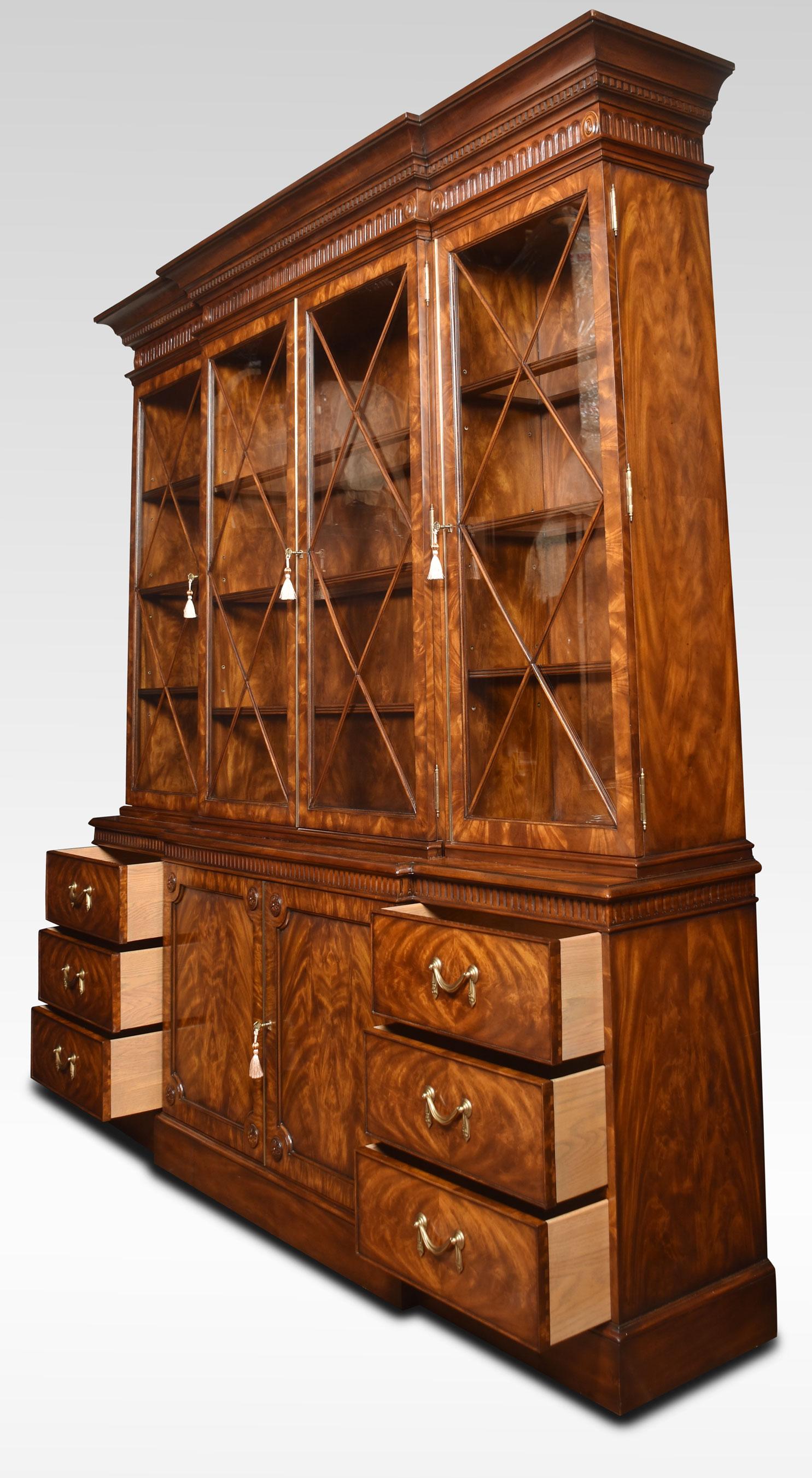 George III Style Mahogany Breakfront Library Bookcase For Sale 9