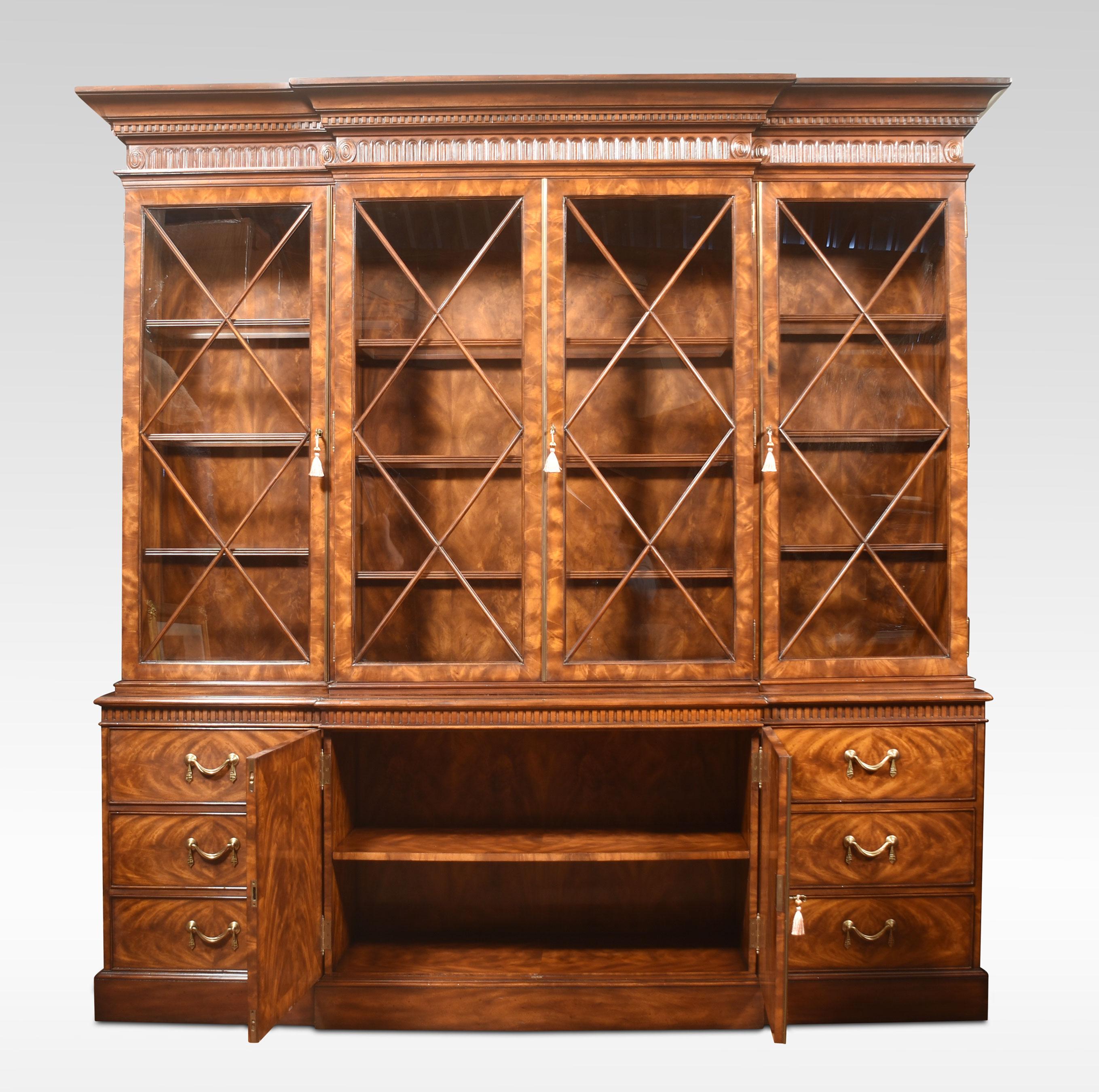 George III Style Mahogany Breakfront Library Bookcase For Sale 3