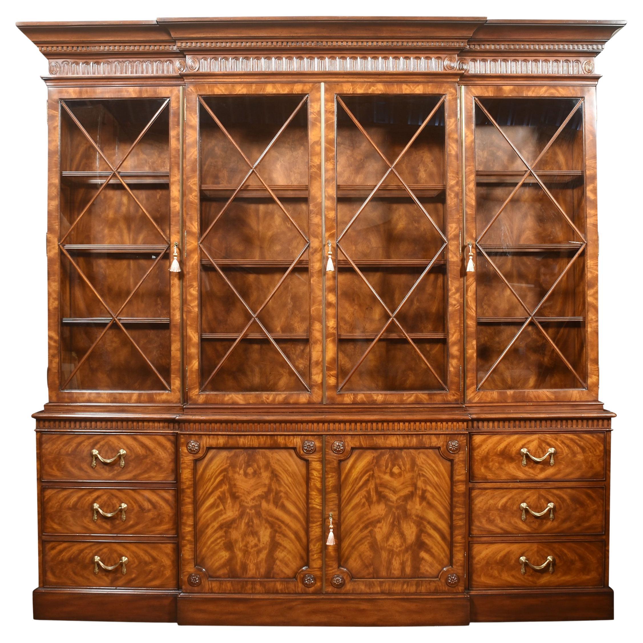 George III Style Mahogany Breakfront Library Bookcase For Sale