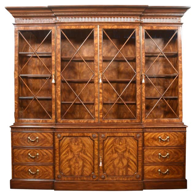 Mahogany Dwarf Breakfront Library Bookcase at 1stDibs | mahogany ...