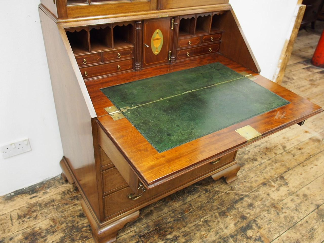  George III Style Mahogany Bureau Bookcase For Sale 4