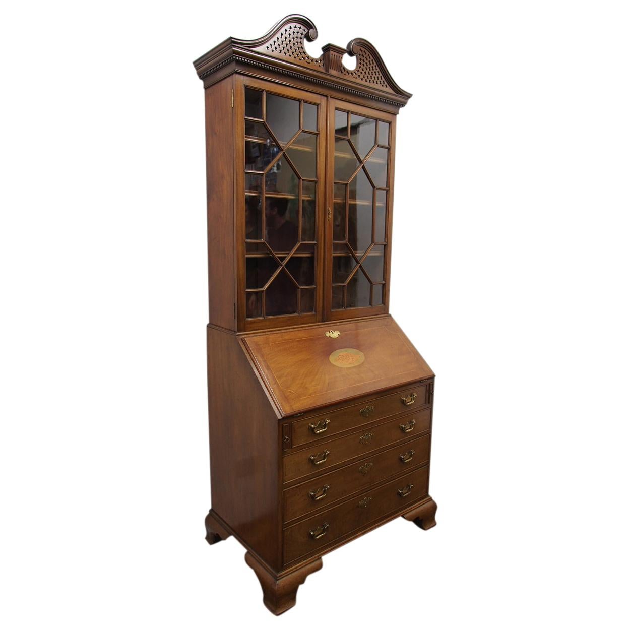  George III Style Mahogany Bureau Bookcase For Sale