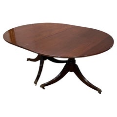 George III Style Mahogany Dining Table. 2 pedestals 2 leaves
