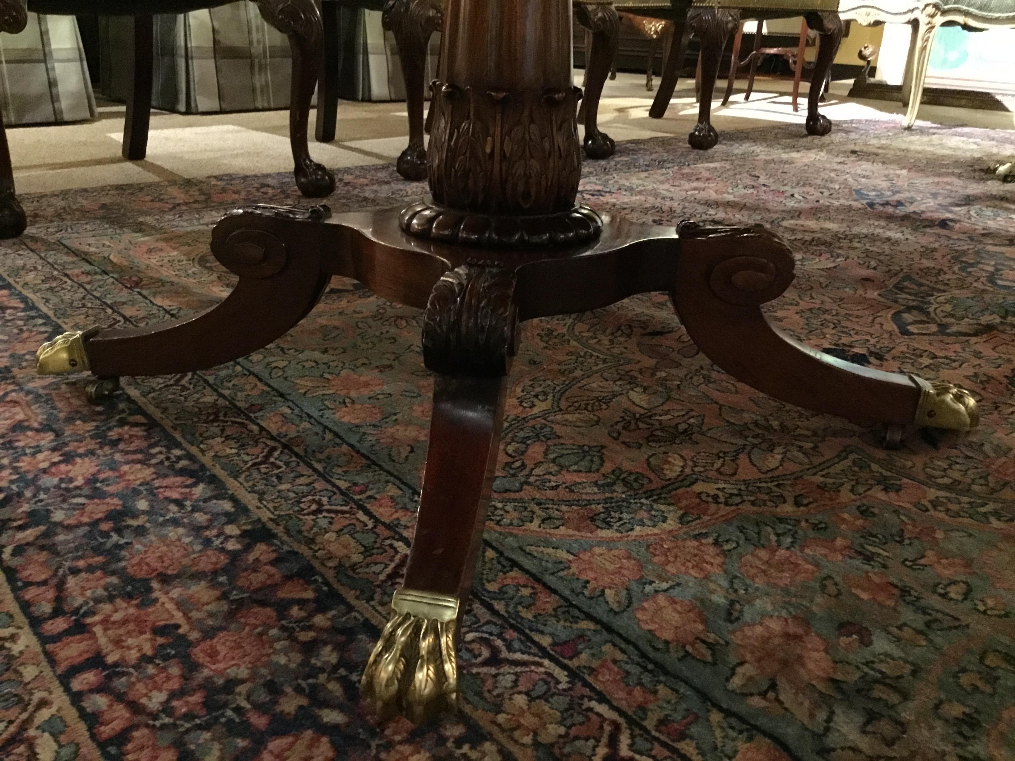 English George III-Style Mahogany Dining Table, Banded and Rounded Rectangular Top