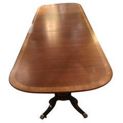 George III-Style Mahogany Dining Table, Banded and Rounded Rectangular Top