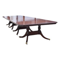 George III Style Mahogany Four Pillar Extending Dining Table