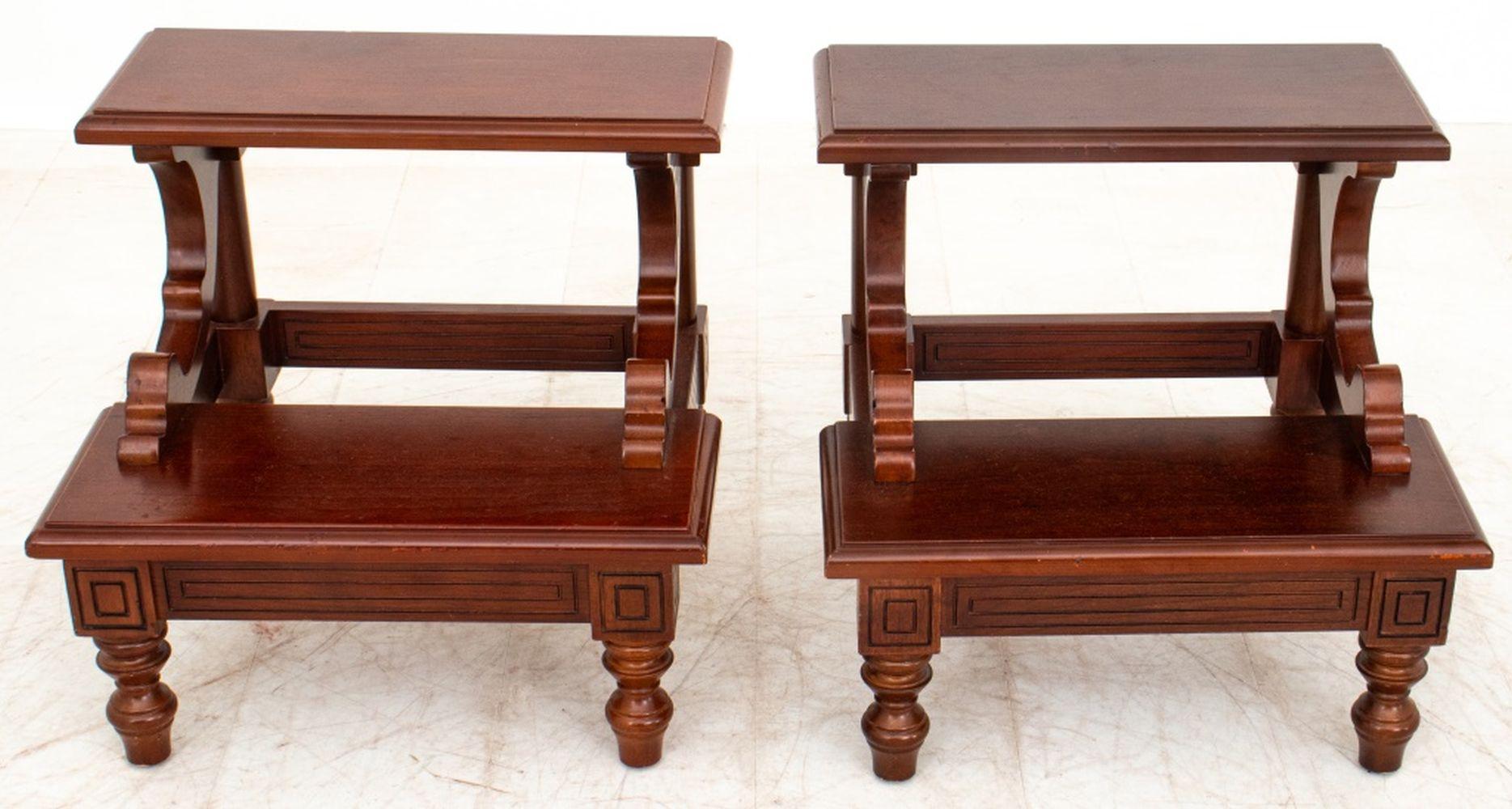 Pair of George III Style Mahogany Library Steps, one marked 