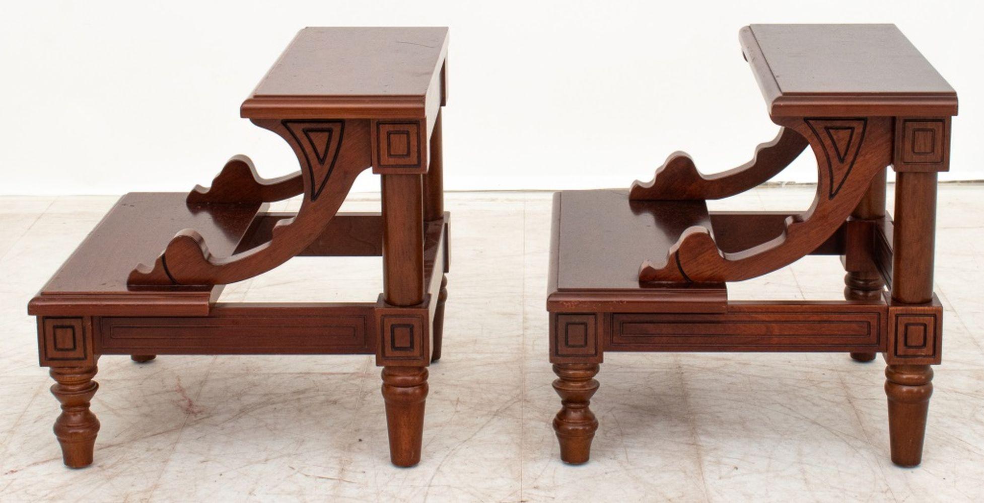 Contemporary George III Style Mahogany Library Steps, Pair For Sale