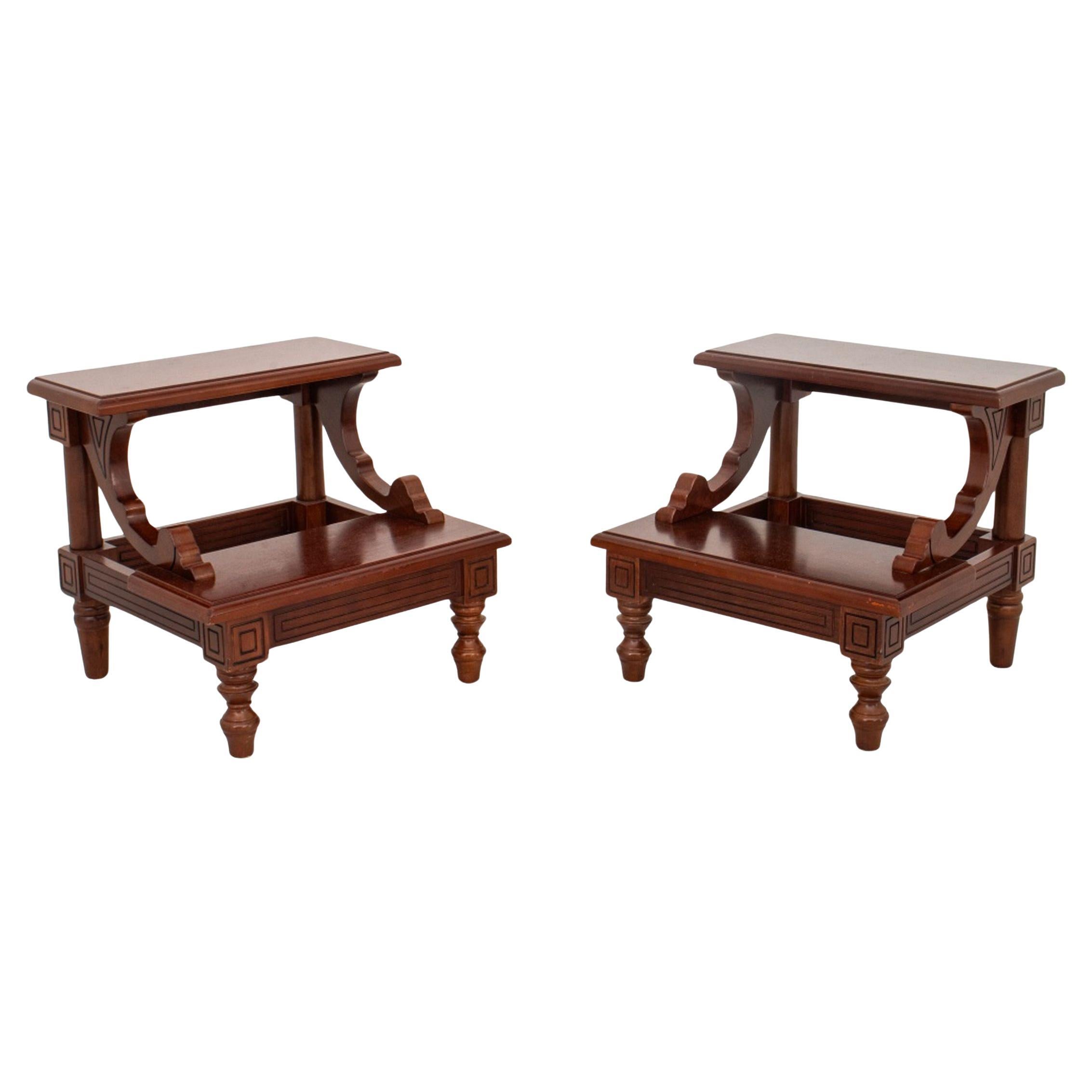 George III Style Mahogany Library Steps, Pair For Sale