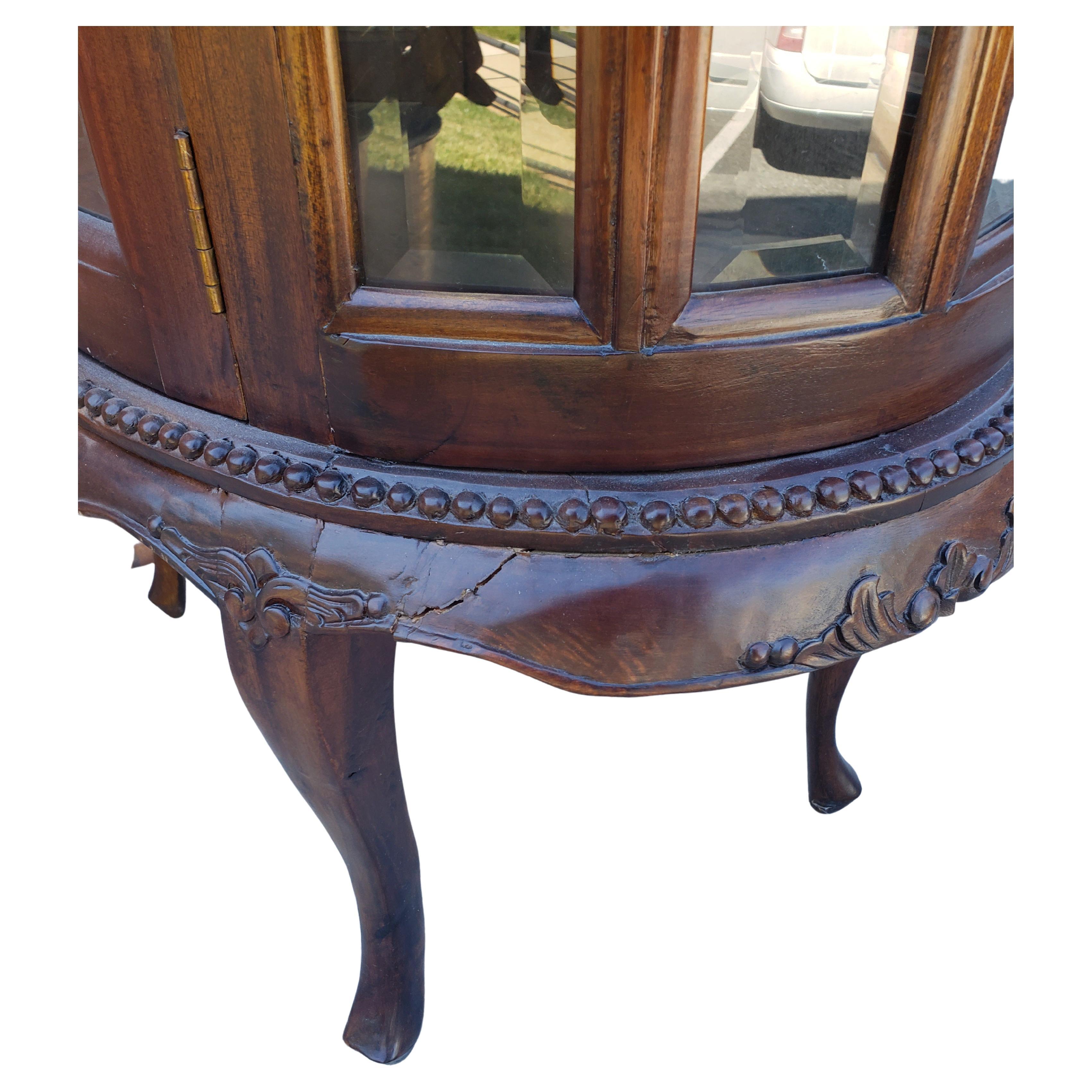 George III Style Mahogany Oval Vitrine Table with Two-Handle Tray Top 3