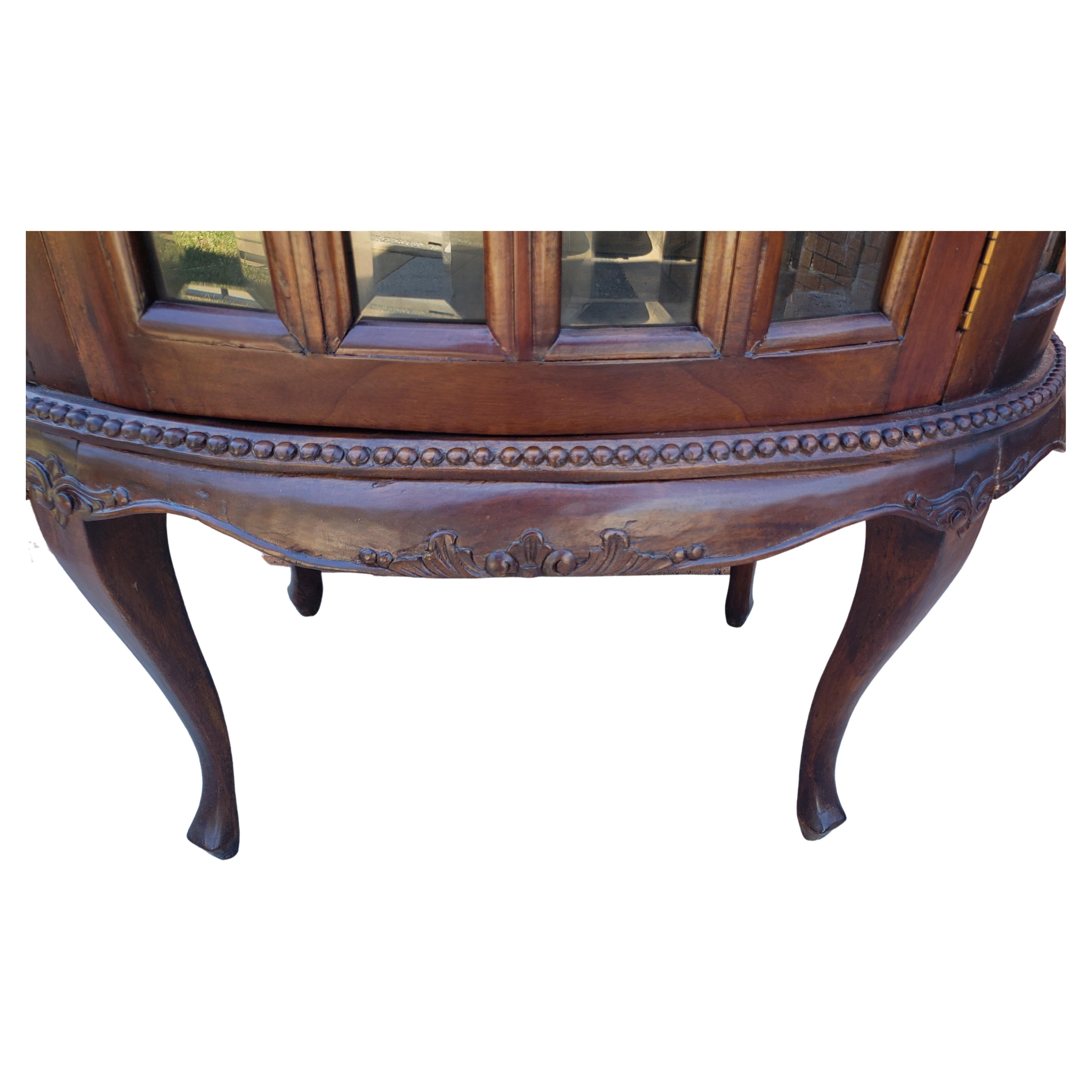 George III Style Mahogany Oval Vitrine Table with Two-Handle Tray Top 1