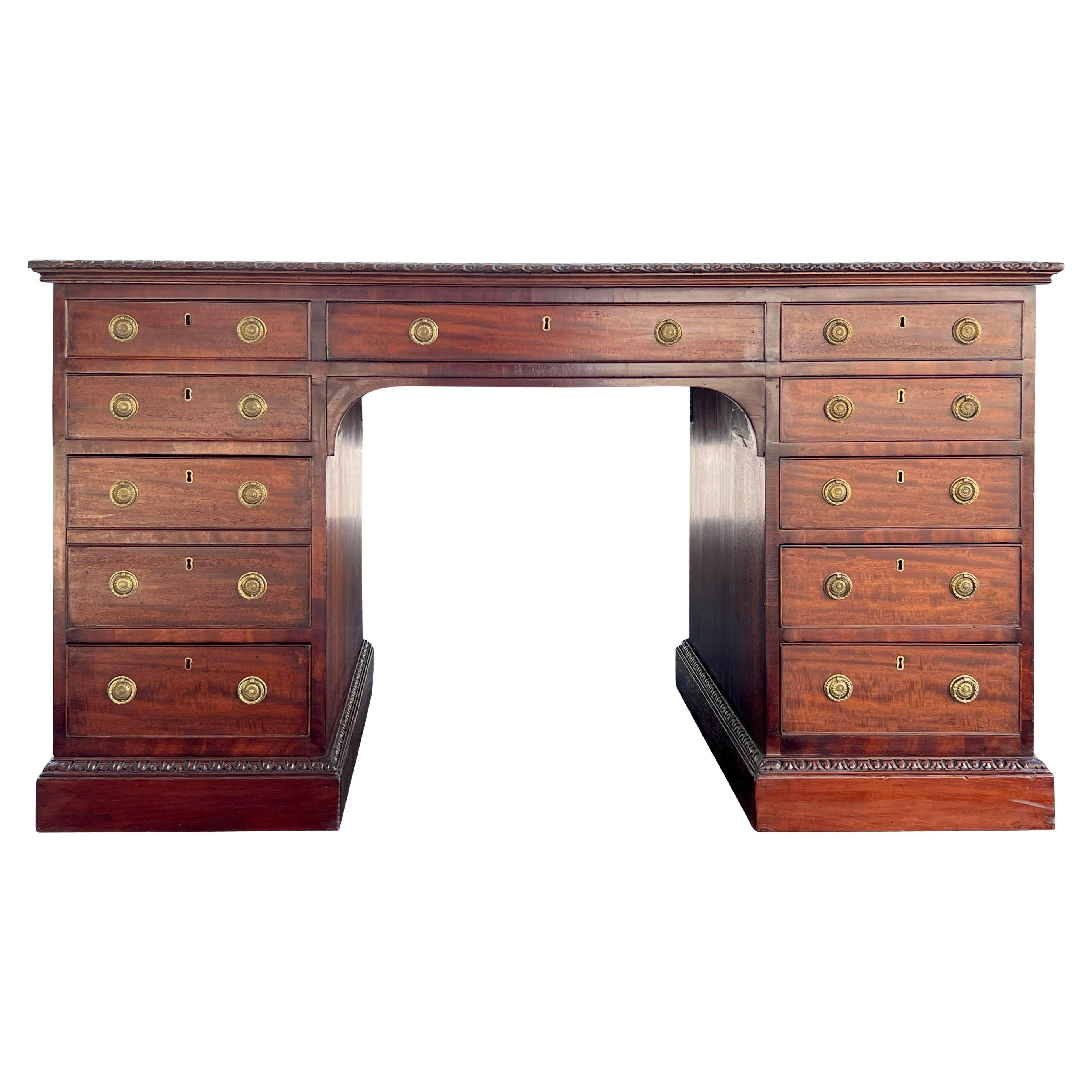George III Style Mahogany Pedestal Desk For Sale