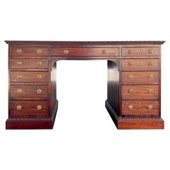 Antique George III Style Mahogany Pedestal Desk