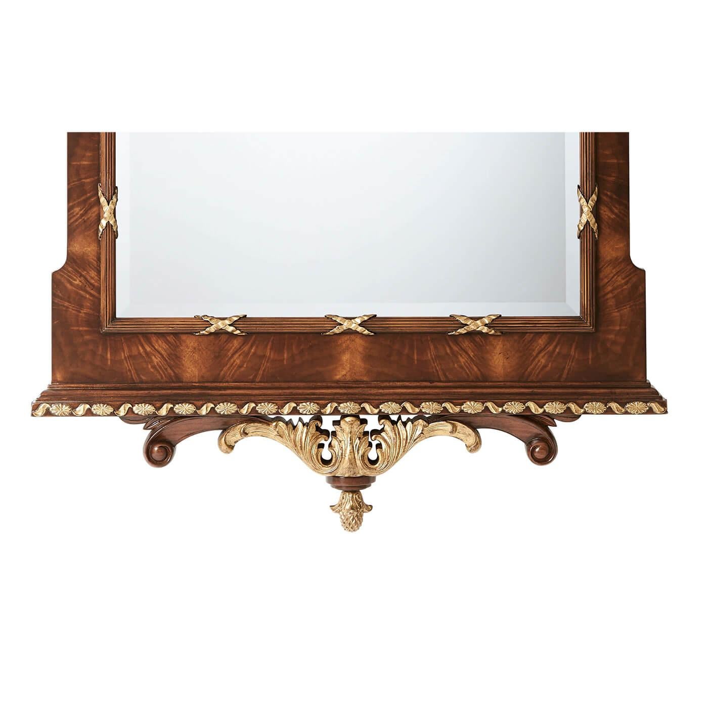 George III Style Mahogany Scroll Top Mirror In New Condition For Sale In Westwood, NJ