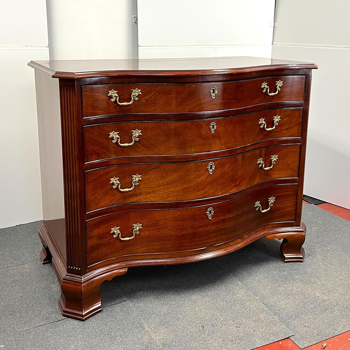 American George III Style Mahogany Serpentine Chest of Drawers, by Kindel